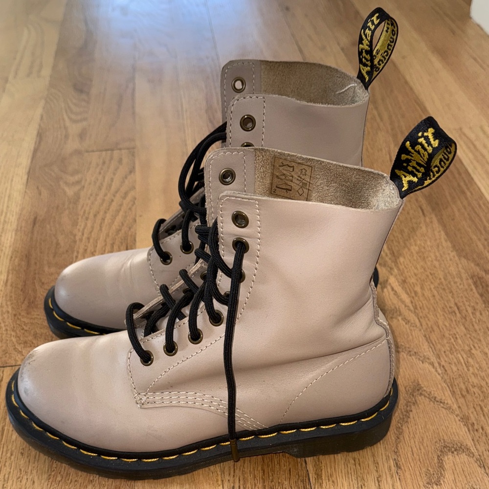 Dr. Martens Cream Leather 8-Eye Lace-Up Boots